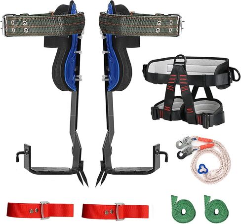 مسامير تسلق الأشجار، معدات تسلق الأشجار من الفولاذ المقاوم للصدأ مع حزام تسلق وحبل قابلين للتعديل، مجموعة تسلق الأشجار لأعمال الأشجار والرياضات الخارجية in Kuwait