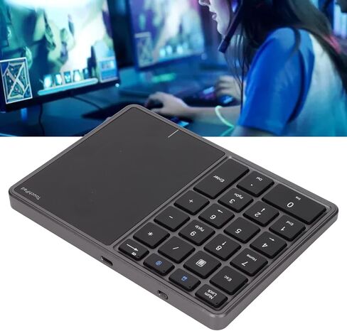 مجموعة ماوس لوحة أرقام Heayzoki، 2 في 1 BT لوحة أرقام ماوس لوحة اللمس 22 مفتاحًا، Bt4.2 2.4G نوع C لوحة مفاتيح شحن 500 مللي أمبير بطارية لوحة مفاتيح رقمية للمكتب (رمادي حديدي) in Saudi Arabia