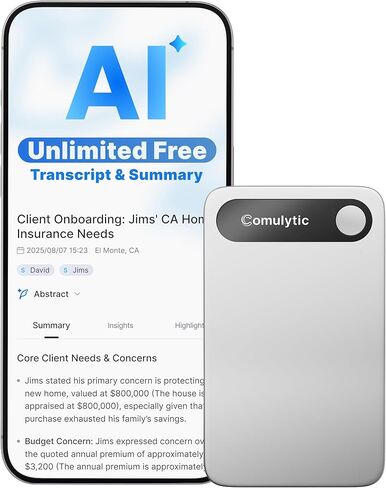 Comulytic Note Pro AI Voice Recorder, Unlimited Transcribe & Summarize, One Tap Recording Device with AI Note Taking, Support 113 Languages, 64GB, Audio Recorder for Calls, Meetings, Lectures, Silver in Saudi Arabia
