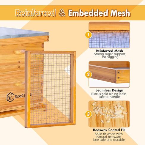 BeeCastle 10 Frame Beehive Candy Board for Langstroth Bee Hive, Beehive Assembled Candy Board for Bees, Bee Feeder for Winter in Saudi Arabia