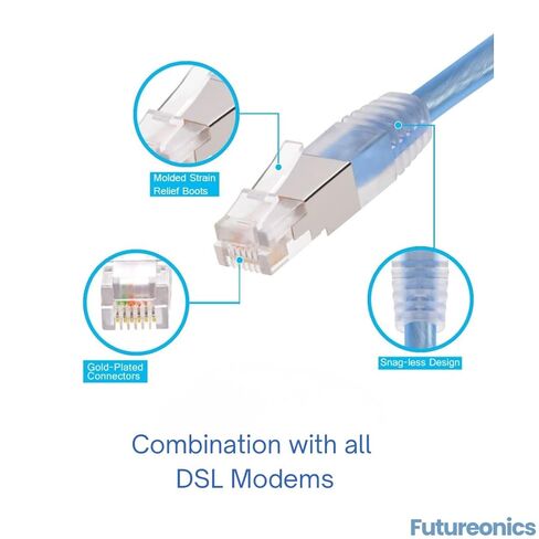 (حزمة واحدة كابل مودم RJ11 محمي بطول 7 أقدام لإنترنت DSL - 7 أقدام in Kuwait