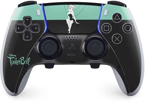 Skinit Decal Gaming Skin Compatible with PS5 DualSense Edge Pro Controller - Officially Licensed Disney Tinker Bell Color Block Design in Kuwait