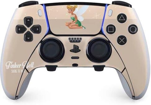 Skinit Decal Gaming Skin Compatible with PS5 DualSense Edge Pro Controller - Officially Licensed Disney Tinker Bell Color Block Design in Kuwait