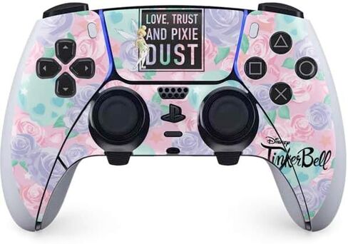 Skinit Decal Gaming Skin Compatible with PS5 DualSense Edge Pro Controller - Officially Licensed Disney Tinker Bell Color Block Design in Kuwait