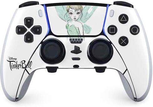 Skinit Decal Gaming Skin Compatible with PS5 DualSense Edge Pro Controller - Officially Licensed Disney Tinker Bell Color Block Design in Kuwait