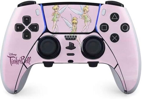 Skinit Decal Gaming Skin Compatible with PS5 DualSense Edge Pro Controller - Officially Licensed Disney Tinker Bell Color Block Design in Kuwait