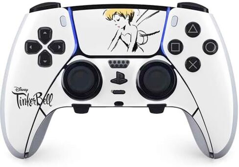 Skinit Decal Gaming Skin Compatible with PS5 DualSense Edge Pro Controller - Officially Licensed Disney Tinker Bell Color Block Design in Kuwait