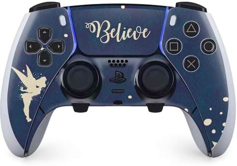 Skinit Decal Gaming Skin Compatible with PS5 DualSense Edge Pro Controller - Officially Licensed Disney Tinker Bell Color Block Design in Kuwait