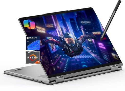 لاب توب لينوفو يوجا 7 7i 2 في 1، شاشة لمس 16 بوصة FHD+، AMD Ryzen 7 8840HS، ذاكرة الوصول العشوائي 16 جيجابايت، 1 تيرابايت SSD، قلم ستايلس متضمن، كمبيوتر AI، لوحة مفاتيح بإضاءة خلفية، قارئ بصمات الأصابع، كاميرا ويب FHD IR، Wi-Fi 6E، رمادي قطبي in Kuwait