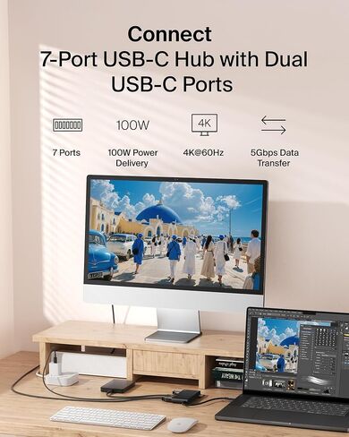 Belkin USB C Hub, 7-Port Hub w/ 4K HDMI Display @ 60Hz, SD & MicroSD, 100W Power Delivery, Fast Data Transfer 5Gbps, USB C Multiport Adapter for MacBook, iPad Pro, Chromebook, etc. - Upgraded HDMI 2.0 in Saudi Arabia