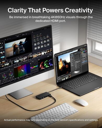 Belkin USB C Hub, 7-Port Hub w/ 4K HDMI Display @ 60Hz, SD & MicroSD, 100W Power Delivery, Fast Data Transfer 5Gbps, USB C Multiport Adapter for MacBook, iPad Pro, Chromebook, etc. - Upgraded HDMI 2.0 in Saudi Arabia