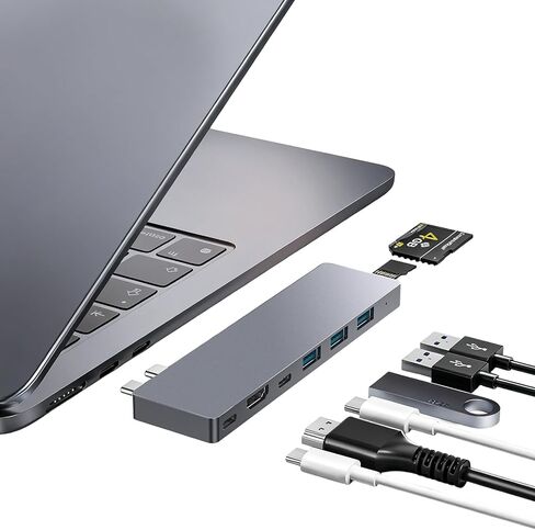 موزع USB C، محول USB 8 في 2 لجهاز MacBook Pro Air، Thunderbolt 4 Dock 100W PD، 40 جيجابت في الثانية، 4K HDMI، USB C 3.0، 3 USB A 3.0، قارئ بطاقة SD/TF، ​​متوافق مع MacBook Pro Air M1/M2/M3/M4 in Kuwait