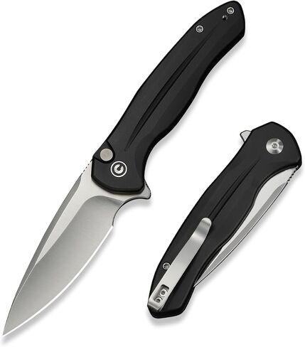 سكين جيب CIVIVI Kitefin EDC، سكين قابل للطي بشفرة نقطة قطرة 3.22 بوصة 14C28N، مقبض ألومنيوم مع مشبك قابل للعكس للتخييم والمشي لمسافات طويلة والصيد C24091-1، أسود in Saudi Arabia