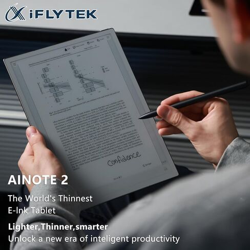 iflytek AINOTE 2 Bundle Blue-10.65'' E-Ink Tablet، 4.2 مم سامسونج ملاحظة تدوين الكمبيوتر اللوحي دعم AI الصوت إلى النص، تحويل الكتابة اليدوية، متعدد اللغات مدعوم من ChatGPT-5 للعمل/الاجتماع/الدراسة in Saudi Arabia