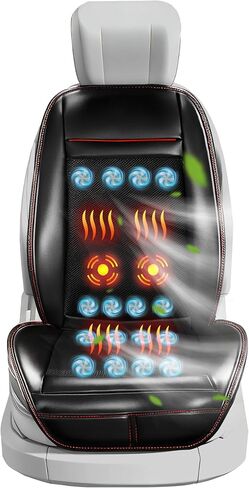 3-in-1 Cooling Car Seat Cover with Massage - 16 Fan Summer Cooling Seat Cover for Car, SUV, Truck - 12V Universal Car Seat Cooler, Ventilated Car Seat Cushion (Black-4) in Saudi Arabia
