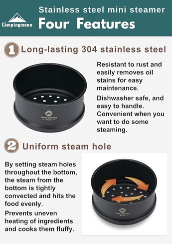camping moon 2pcs φ4.7-Inch Mini Steamer for Sierra Cup 304 Stainless Steel Black BKS362-2P in Saudi Arabia