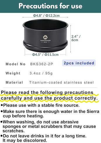 camping moon 2pcs φ4.7-Inch Mini Steamer for Sierra Cup 304 Stainless Steel Black BKS362-2P in Saudi Arabia