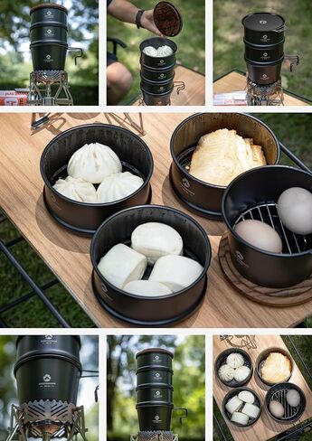 camping moon 2pcs φ4.7-Inch Mini Steamer for Sierra Cup 304 Stainless Steel Black BKS362-2P in Saudi Arabia