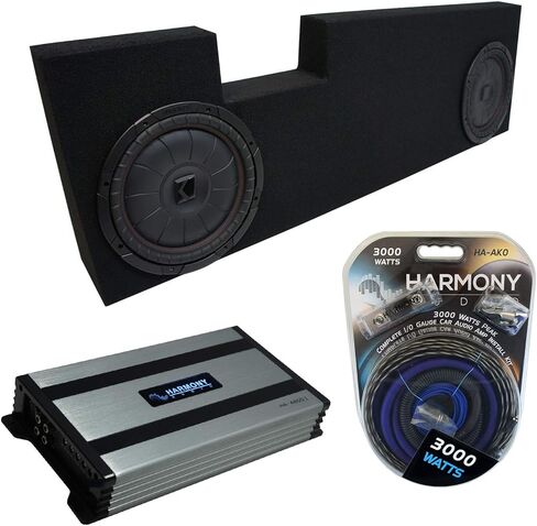 حزمة Harmony Audio Kicker متوافقة مع شاحنة Ford F250 F350 Super Crew 2001-2014 43CVT104 CompVT CVT10 مزدوجة 10 بوصة حاوية صندوق فرعي محملة مع HA-A800.1 فئة D Amp Mono Amplifier in Kuwait
