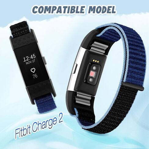 حزام نايلون رياضي لـ Fitbit Charge 2، حزام بديل من النايلون مخيط بحلقة منفردة، سوار معصم ناعم صديق للبشرة لـ Fitbit Charge 2 للرجال والنساء in Kuwait