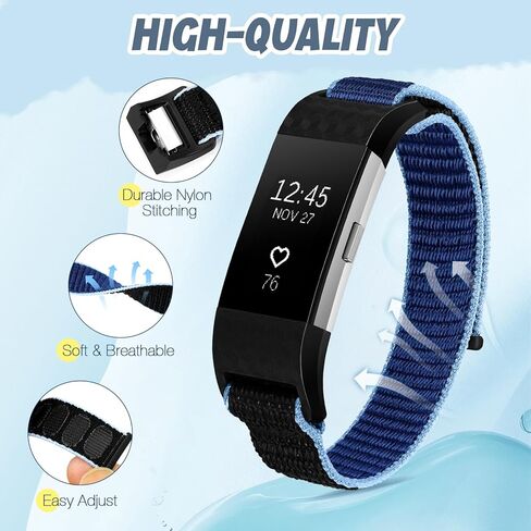 حزام نايلون رياضي لـ Fitbit Charge 2، حزام بديل من النايلون مخيط بحلقة منفردة، سوار معصم ناعم صديق للبشرة لـ Fitbit Charge 2 للرجال والنساء in Kuwait