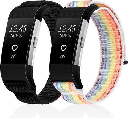 حزام نايلون رياضي لـ Fitbit Charge 2، حزام بديل من النايلون مخيط بحلقة منفردة، سوار معصم ناعم صديق للبشرة لـ Fitbit Charge 2 للرجال والنساء in Kuwait