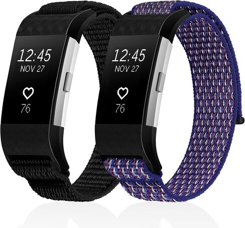حزام نايلون رياضي لـ Fitbit Charge 2، حزام بديل من النايلون مخيط بحلقة منفردة، سوار معصم ناعم صديق للبشرة لـ Fitbit Charge 2 للرجال والنساء in Kuwait