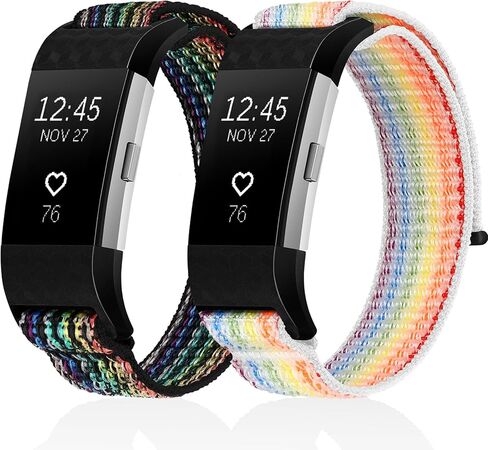 حزام نايلون رياضي لـ Fitbit Charge 2، حزام بديل من النايلون مخيط بحلقة منفردة، سوار معصم ناعم صديق للبشرة لـ Fitbit Charge 2 للرجال والنساء in Kuwait