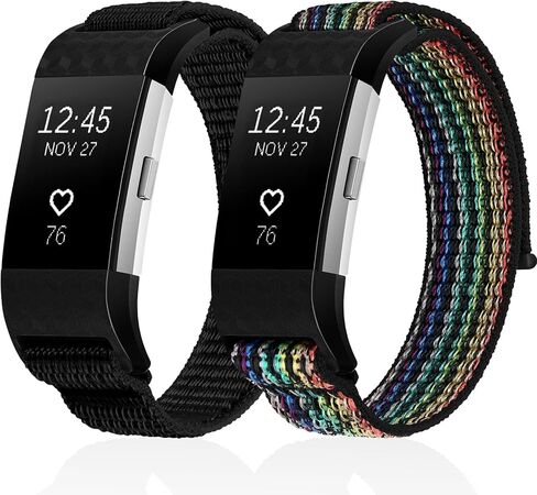 حزام نايلون رياضي لـ Fitbit Charge 2، حزام بديل من النايلون مخيط بحلقة منفردة، سوار معصم ناعم صديق للبشرة لـ Fitbit Charge 2 للرجال والنساء in Kuwait