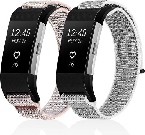 حزام نايلون رياضي لـ Fitbit Charge 2، حزام بديل من النايلون مخيط بحلقة منفردة، سوار معصم ناعم صديق للبشرة لـ Fitbit Charge 2 للرجال والنساء in Kuwait
