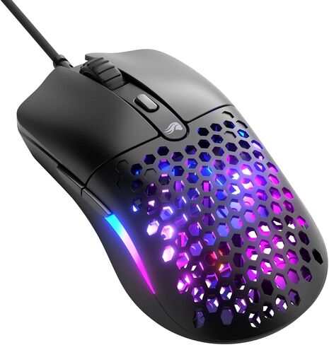 Glorious Gaming - Superlight Wired PC Gaming Mouse with Honeycomb Shell, 6 Programmable Buttons, RGB Lighting & PTFE Skates - Model O Eternal (Ambidextrous), Matte Black in Saudi Arabia