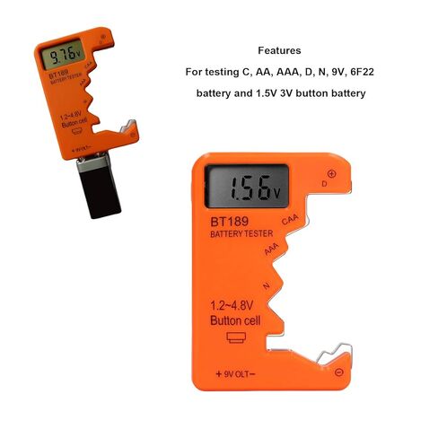 جهاز اختبار البطارية، جهاز فحص البطارية الرقمي LCD العالمي لخلايا AA AAA C D 9V و1.5V، مقياس سعة البطاريات القابلة لإعادة الشحن للاستخدام المنزلي (برتقالي) in Saudi Arabia