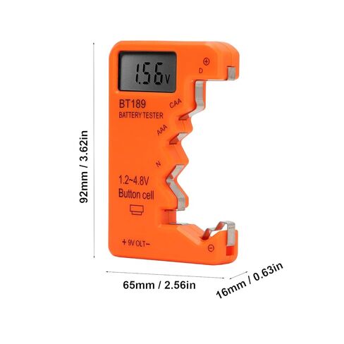 جهاز اختبار البطارية، جهاز فحص البطارية الرقمي LCD العالمي لخلايا AA AAA C D 9V و1.5V، مقياس سعة البطاريات القابلة لإعادة الشحن للاستخدام المنزلي (برتقالي) in Saudi Arabia