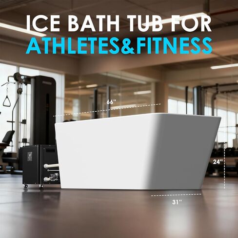 Ice Bath Tub with Water Chiller, Large Ice Bath for Full-Body Recovery, Whisper-Quiet Cooling System, Cold Therapy Tub for Athletes & Home Spa, White (White Bathtub+Black Chiller) in Saudi Arabia