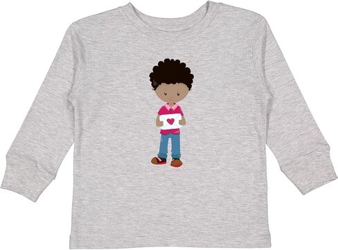 inktastic Valentine's Day, African American Boy, Toddler Long Sleeve T-Shirt in Saudi Arabia