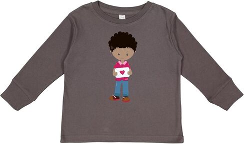 inktastic Valentine's Day, African American Boy, Toddler Long Sleeve T-Shirt in Saudi Arabia