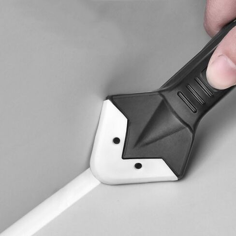 1Set Silicone Caulking Tool with Stainless Steel Head 3 in 1 Sealant Scraper Smoother and Cleaner for Bathtub Window Tile Shower Grout, Black in Saudi Arabia