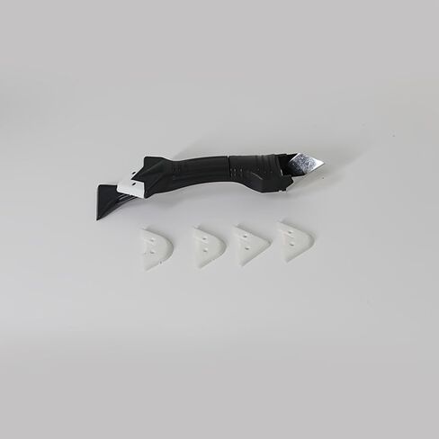 1Set Silicone Caulking Tool with Stainless Steel Head 3 in 1 Sealant Scraper Smoother and Cleaner for Bathtub Window Tile Shower Grout, Black in Saudi Arabia