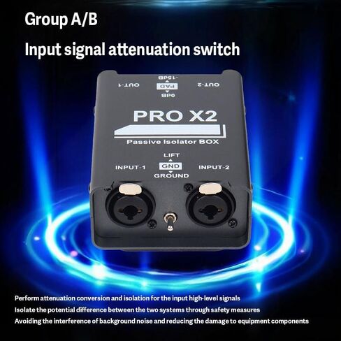 مزيل هوم سلبي بقناتين XLR/RCA/TS/TRS، وعازل ضوضاء بحلقة أرضية Pro X2 وفلتر ضوضاء لصوت السيارة ومعدات الصوت الأخرى in Saudi Arabia