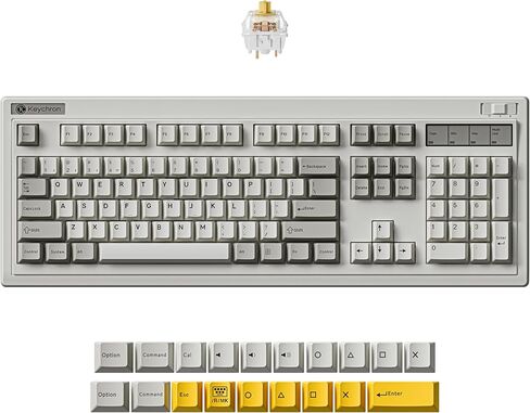 لوحة مفاتيح ميكانيكية لاسلكية Keychron R6 Retro، حجم كامل 100% قابل للتبديل السريع RGB Super Banana Switch، QMK Tri-Mode (2.4 جيجا هرتز/بلوتوث/سلكي)، متوافق مع نظام التشغيل Mac PC Linux in Kuwait