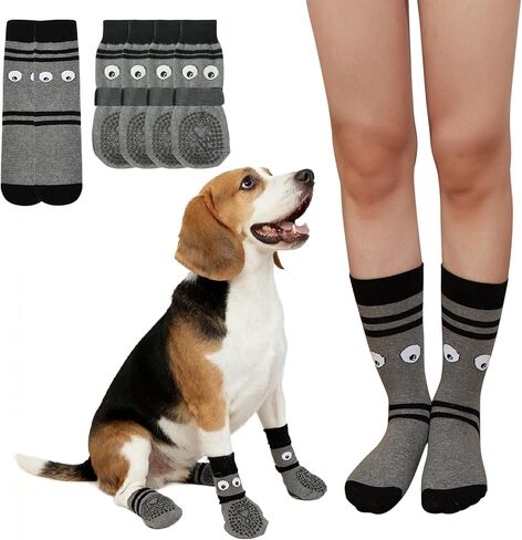 Non-Slip Dog Socks & Owner Sock Set- Extra-Grip, Paw Protection for Senior & Active Dogs in Saudi Arabia