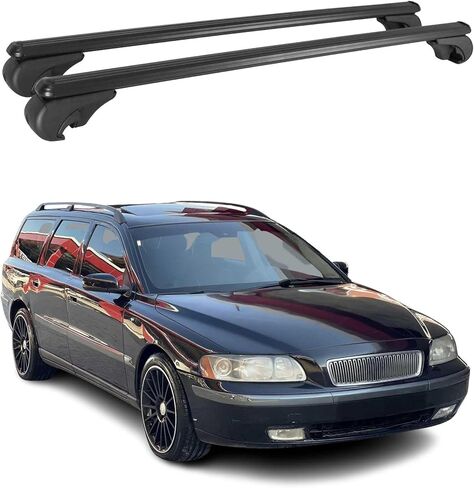 OMAC Roof Rack Cross Bars Lockable for Volvo XC70 2003-2007 Gray 2 Pcs Anti-Theft for Travel Kayak Canoe Surf Ski Snowboard Camping in Saudi Arabia