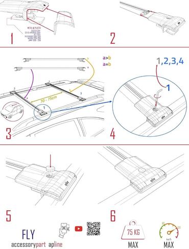 متوافق مع تويوتا لاند كروزر 1998-2007 Fly Model Car Roof Rack Cross Bar أسود ألومنيوم 2 بار in Saudi Arabia