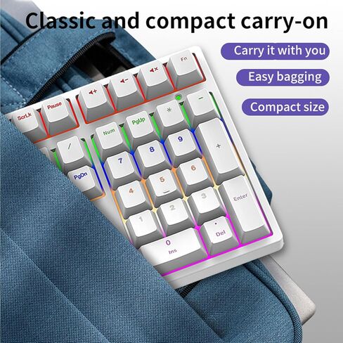 Tangxi Mechanical Number Pad with Blue Switch, 34 Keys Wired Numeric Keypad with RGB Backlight and Stair Step Key Layout, Ergonomic Numpad for Laptop PC Desktop (White) in Saudi Arabia