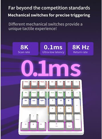 Tangxi Mechanical Number Pad with Blue Switch, 34 Keys Wired Numeric Keypad with RGB Backlight and Stair Step Key Layout, Ergonomic Numpad for Laptop PC Desktop (White) in Saudi Arabia