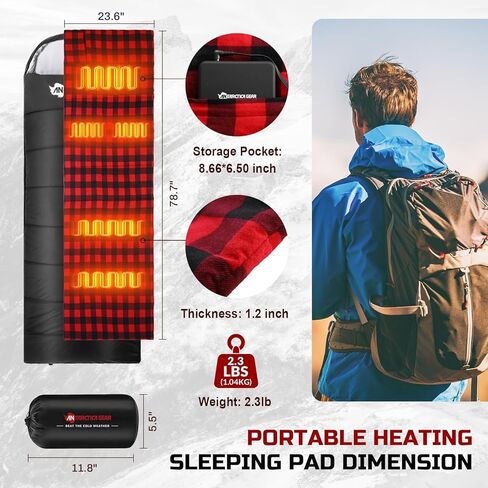 ANTARCTICA GEAR Heated Sleeping Bag Pad, Cold Weather Heated Sleeping Bag Liner, 5 Heated Zones with 16000mAh 12V Battery Sleeping Bag Heater, Essentials Gear Accessories for Camping & Hiking in Kuwait
