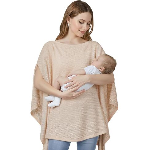 غطاء محبوك للرضاعة الطبيعية، غطاء ناعم ومسامي للرضاعة الطبيعية مع فتحات جانبية مزدوجة، معطف للخصوصية الكاملة 360 درجة، شال للرضاعة متعدد الاستخدام مع حقيبة غسيل، رمادي داكن in Kuwait