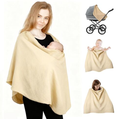 Multi-Use Breast Nursing Cover up for Breastfeeding, Coverage Nursing Poncho for Women Soft & Comfortable & Breastfeeding Covers for Nursing Cover Poncho Shawl （Beige） in Kuwait
