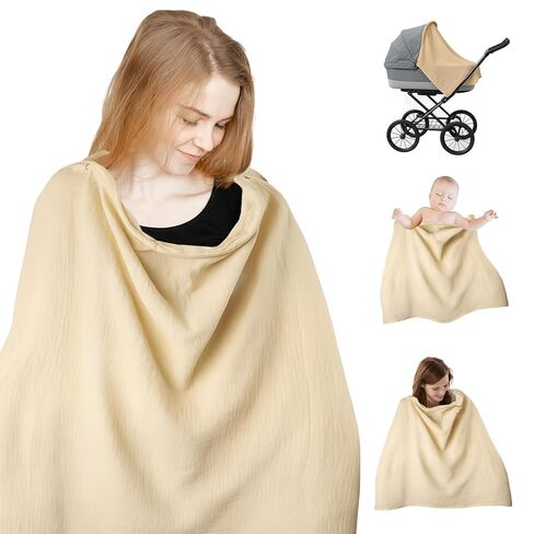 Multi-Use Breast Nursing Cover up for Breastfeeding, Coverage Nursing Poncho for Women Soft & Comfortable & Breastfeeding Covers for Nursing Cover Poncho Shawl （Beige） in Kuwait