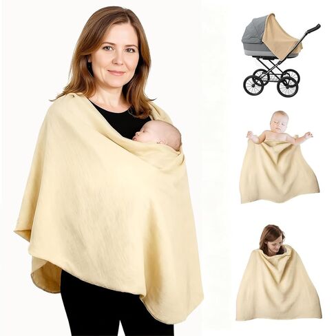 Multi-Use Breast Nursing Cover up for Breastfeeding, Coverage Nursing Poncho for Women Soft & Comfortable & Breastfeeding Covers for Nursing Cover Poncho Shawl （Beige） in Kuwait